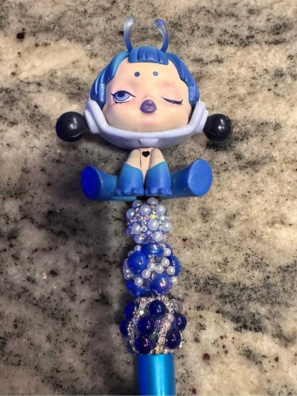 The Blue Morpho Beaded Pen - Blue mare of animals series